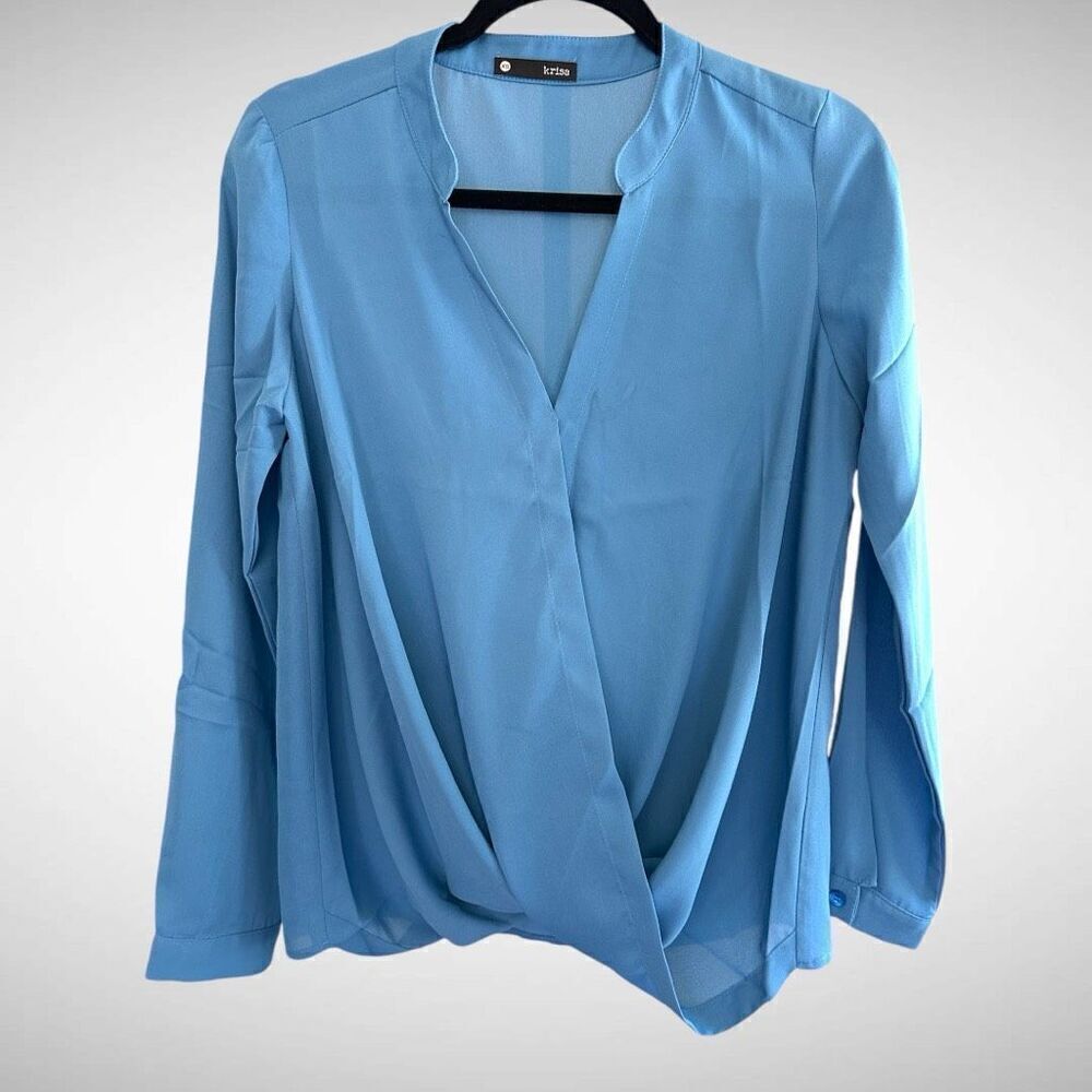 Revolve Krisa Los Angeles Chiffon Blouse in Blue Size XS